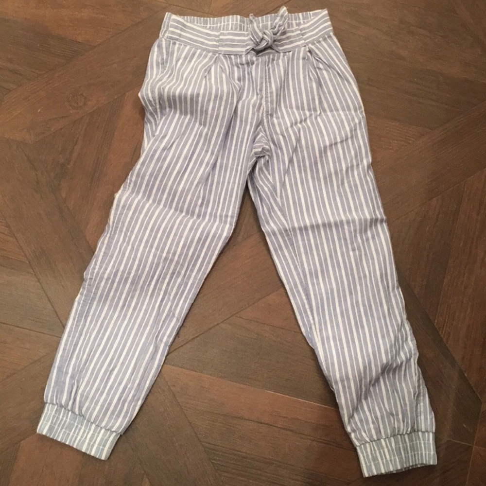 Blue and white striped pants